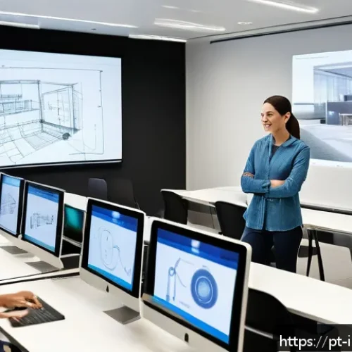 인테리어 디자이너 자격증 취득 꿀팁 - A modern interior design classroom scene featuring diverse adult students attentively engaging in an...