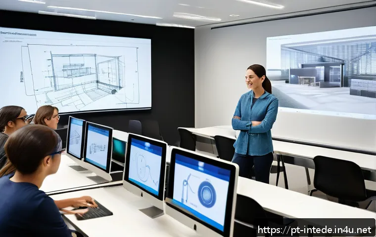 인테리어 디자이너 자격증 취득 꿀팁 - A modern interior design classroom scene featuring diverse adult students attentively engaging in an...