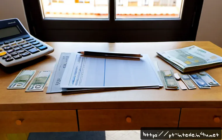 Home 15 인테리어 디자인 견적서 작성 요령 - Photorealistic interior designer’s workspace in Portugal, an organized wooden desk with floor plans,...